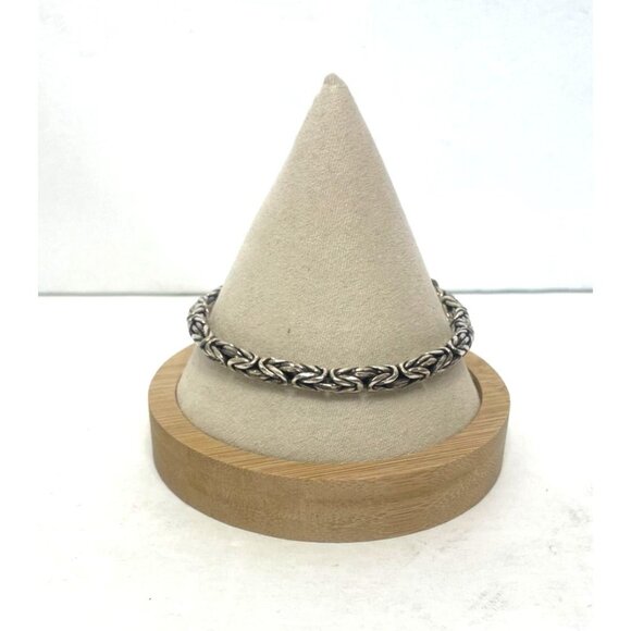 Sterling Silver 925 Byzantine Chain Bracelet 8 5/8" Long Fish Hook Closure 29g - Picture 2 of 9